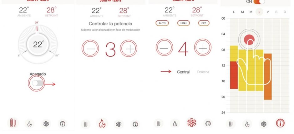 Pantallas de la App Jotul Pellet Control